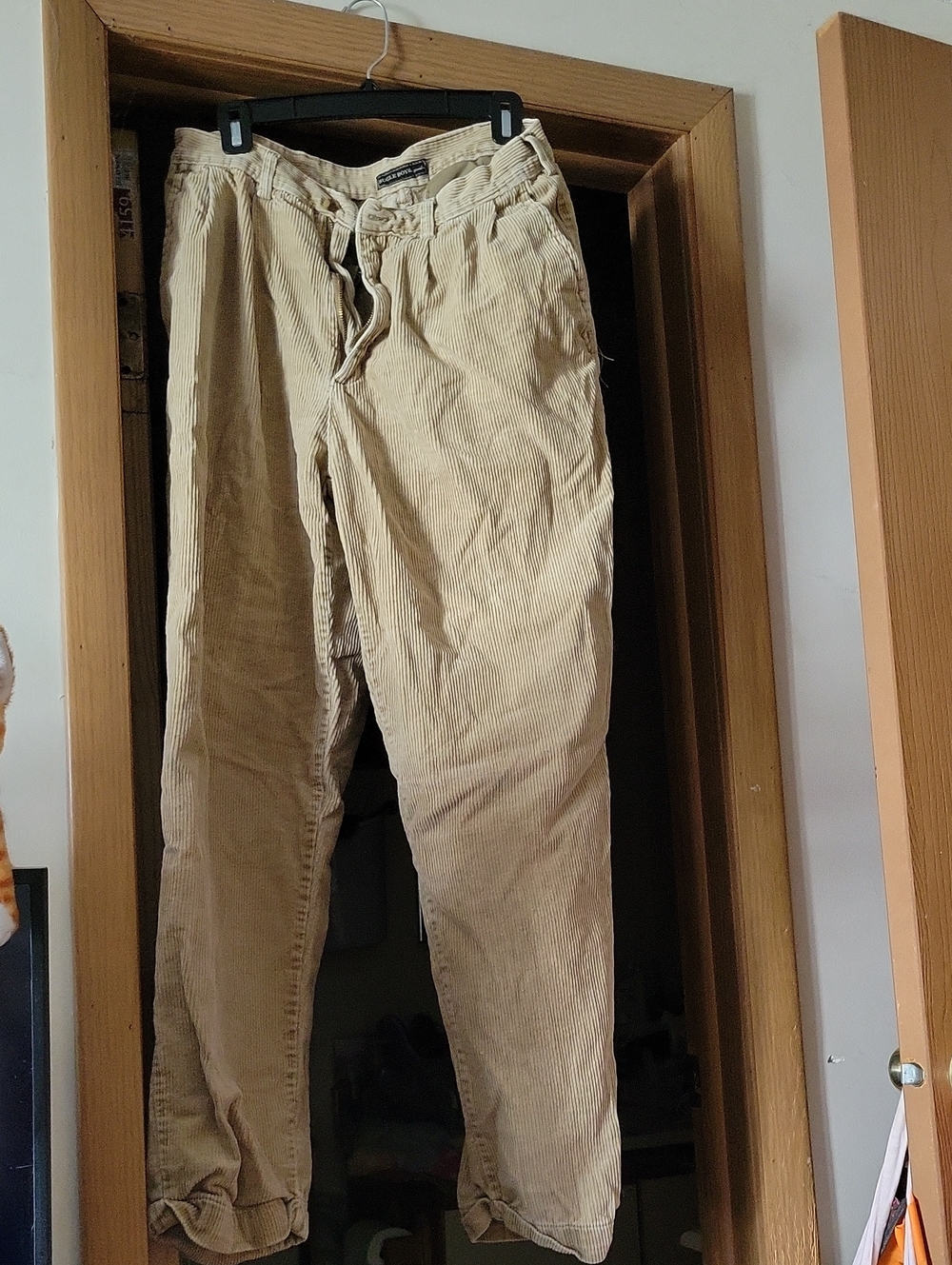 VTH BUGLE BOY 33X32 Men's Beige Corduroy Pants - Casual Drawstring Waist